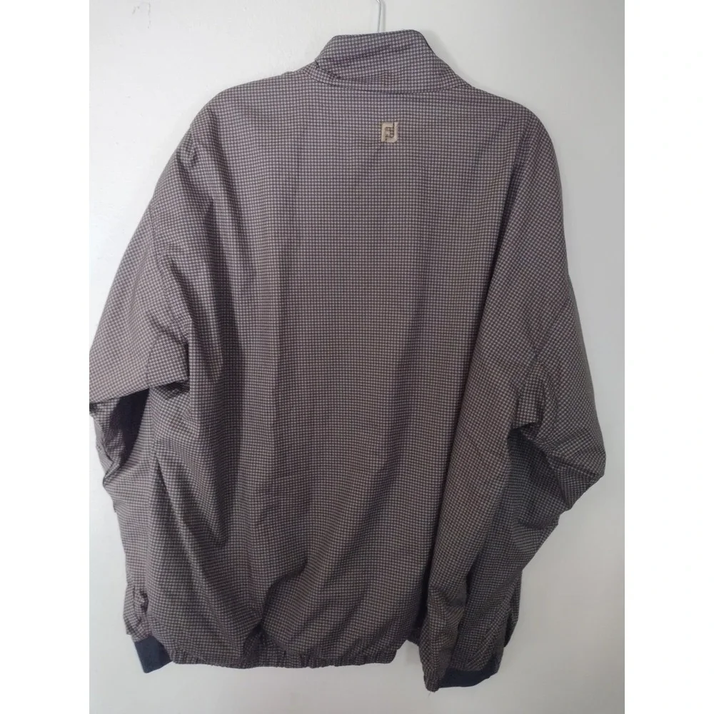 FootJoy DryJoys Mens XL Houndstooth Golf Pullover Windbreaker Brown Half Zip